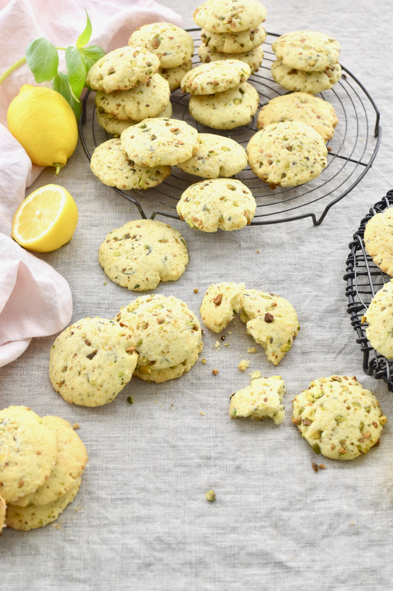 Lemon Basil Pistachio Cookies